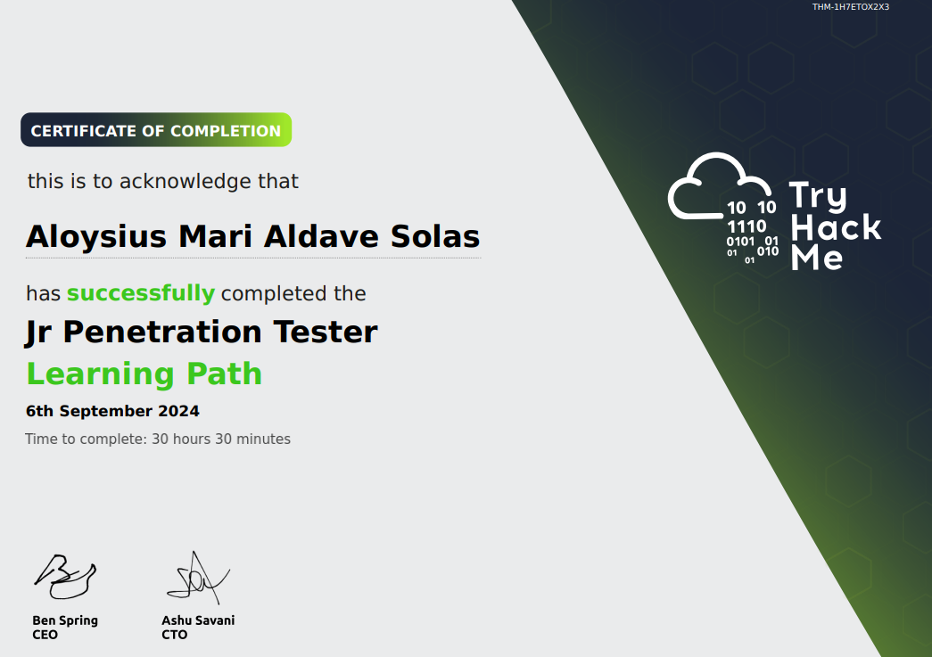 Jr Penetration Tester Path